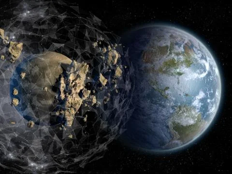 A plexus sphere force field protects Earth Stock Illustration