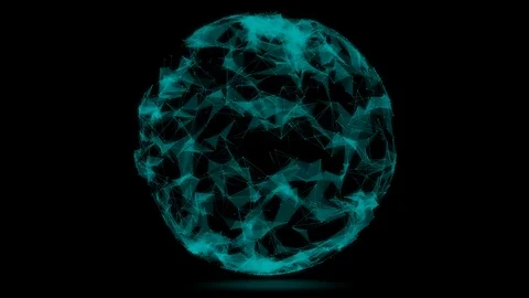 Plexus Sphere rotation. Turquoise &amp; marine colored motion Stock Footage 104821725