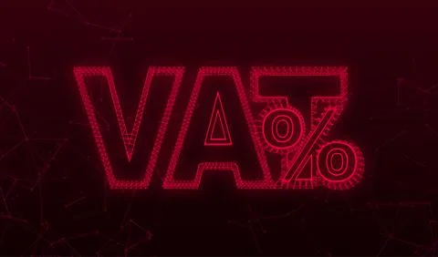 Plexus style illustration with red vat percent. Vector illustration. Vector logo 스톡 일러스트