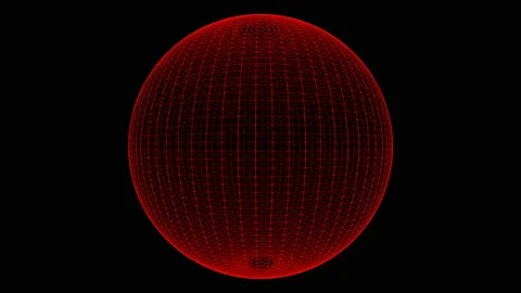 Plexus style loop rotate sphere animation cycle. Red dots and Lines on the alpha Stock Footage 98415679