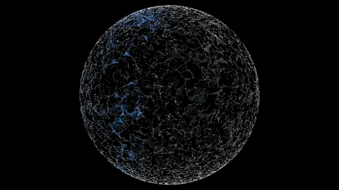 Plexus style rotating sphere in white dots and lines on the alpha transparent Stock Footage 124318384