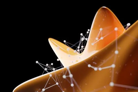 Plexus tech communications network with organic abstract object. 3D rendering Stock Illustration