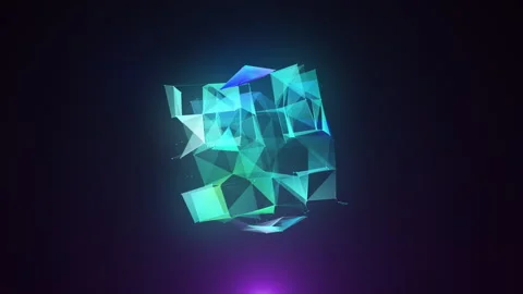 Plexus with triangular edges of a translucent cube Stock Footage 247546595