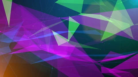 Plexus of Triangular Surfaces Spinning in Space Stock Footage 88022040