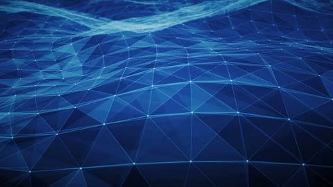 Plexus waving. Global connection HUD. Abstract technology background. Geometric Stock Illustration