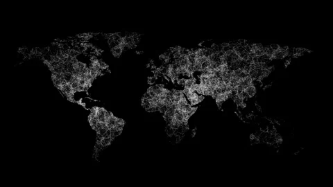 Plexus world map on black background.  amination Stock Footage 289466997