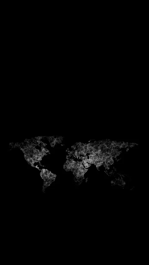 Plexus world map on black background. 3D amination. Vertical Stock Footage 327098663