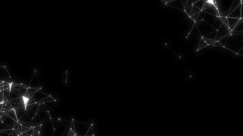 Plexuses move in the corners of the screen on a black background. Black white Stock Footage 114112864