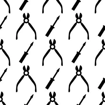 Plier and screwdriver pattern on white background Stock Illustration