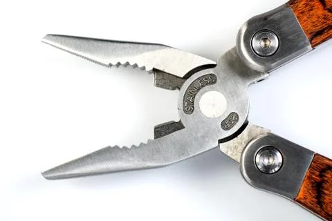 Plier on the white backgrond close up Stock Photos