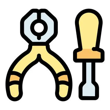 Pliers and screwdriver representing hardware and repairing Stock Illustration