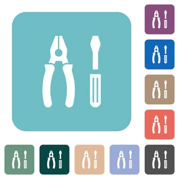 Pliers and Screwdriver Tools Icon rounded square flat icons Stock Illustration