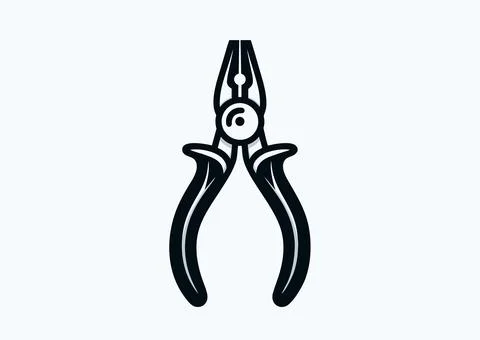 Pliers. Black and white vector illustration Stock Illustration