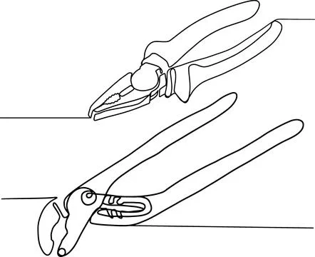 Pliers for craftsmen. Tools on a black and white background. Pliers, articulated Stock Illustration