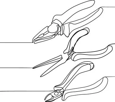 Pliers for craftsmen. Tools on a black and white background. Pliers, articulated Stock Illustration