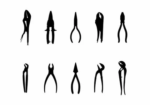 Pliers dark silhouettes Stock Illustration