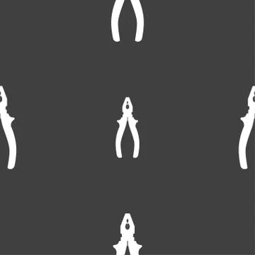 Pliers icon sign. Seamless pattern on a gray background. Vector Stock Illustration