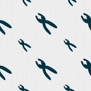 Pliers icon sign. Seamless pattern with geometric texture. Vector Illustrazione stock