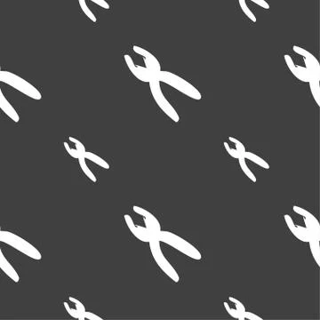 Pliers icon sign. Seamless pattern on a gray background. Vector 스톡 일러스트