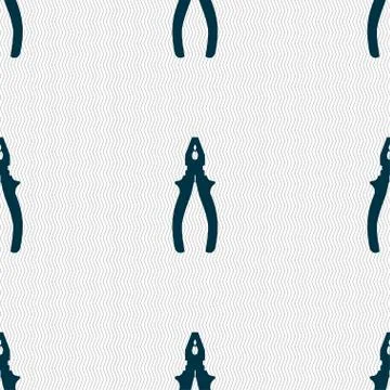Pliers icon sign. Seamless pattern with geometric texture. Illustration