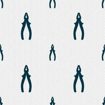 Pliers icon sign. Seamless pattern with geometric texture. イラスト素材