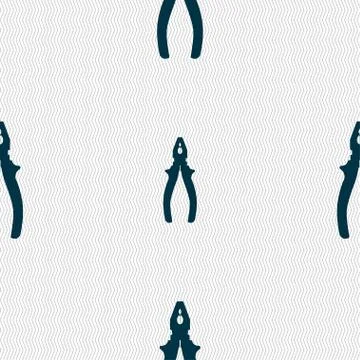 Pliers icon sign. Seamless pattern with geometric texture. Illustrazione stock