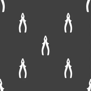 Pliers icon sign. Seamless pattern on a gray background. Stock Illustration