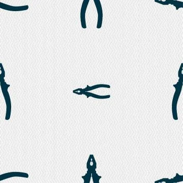 Pliers icon sign. Seamless pattern with geometric texture. Ilustración de archivo