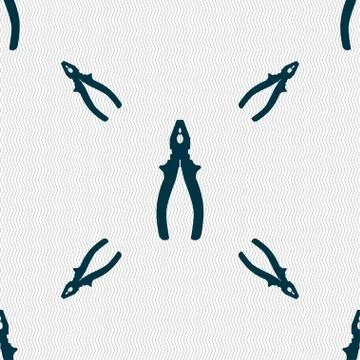Pliers icon sign. Seamless pattern with geometric texture. Ilustración de archivo