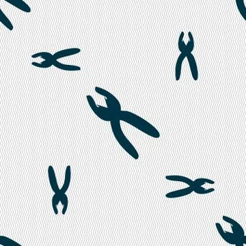 Pliers icon sign. Seamless pattern with geometric texture. イラスト素材