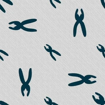 Pliers icon sign. Seamless pattern with geometric texture. イラスト素材