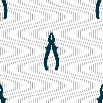 Pliers icon sign. Seamless pattern with geometric texture. 스톡 일러스트