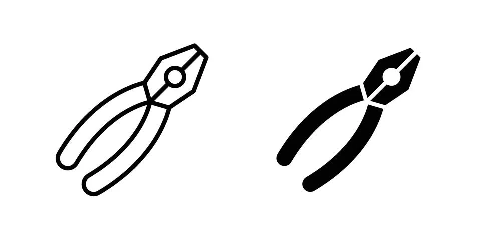 Pliers icon vector concepts, line and silhouette style Stock Illustration