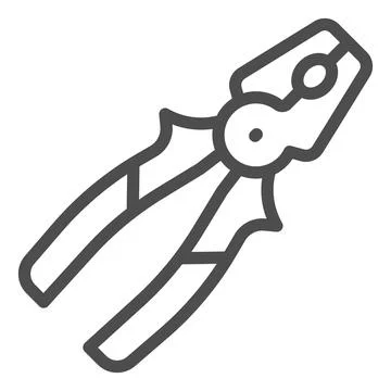 Pliers line icon, construction tools concept, flat nose cutting pliers vector Stock Illustration