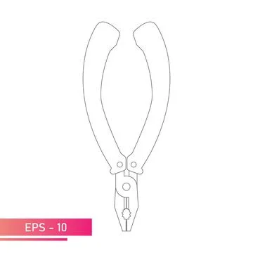 Pliers for locksmithing. Linear design. On a white background. Tools for workers Illustrazione stock