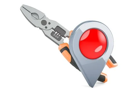 Pliers with map pointer. 3D rendering Pliers with map pointer. 3D renderin... Stock Photos