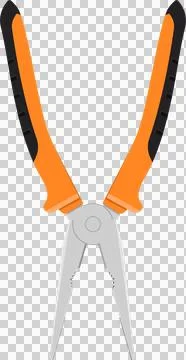 Pliers: orange handled tool with grey head used for gripping, twisting, and.. Stock Illustration