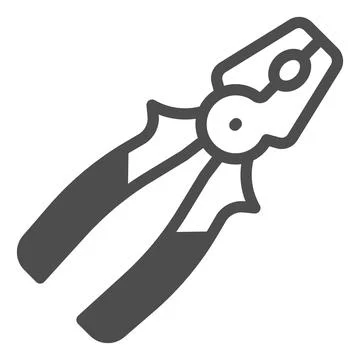 Pliers solid icon, construction tools concept, flat nose cutting pliers vector Illustrazione stock