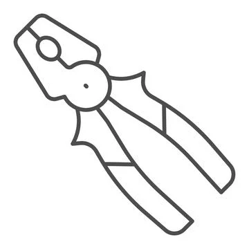 Pliers thin line icon, construction tools concept, flat nose cutting pliers Stock Illustration