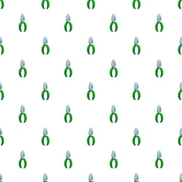 Pliers tools with green handles creating seamless pattern Stock Illustration