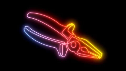Pliers.Neon work tool.Continuous line drawing.3D illustration . Stock Photos