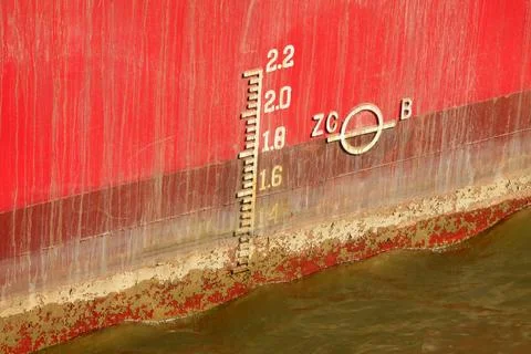 Plimsoll mark on the ship Stock Photos