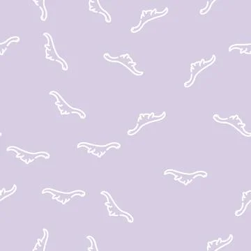 Pliosauroids dinosaur line vector seamless pattern sign Stock Illustration