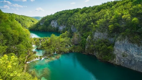 Plitvice Lakes Panorama Stock Footage 125055017