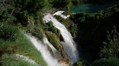 Plitvice Lakes waterfall  Stock Footage 76581856