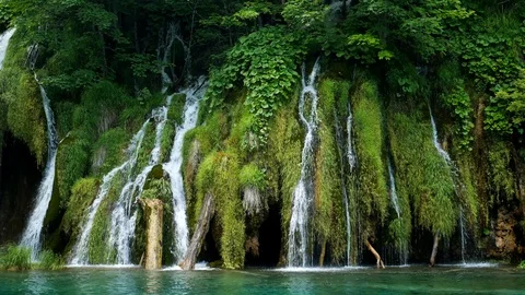 Plitvice Lakes waterfall Stock Footage 86947420