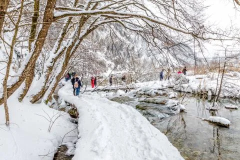 Plitvice lakes winter Stock Photos