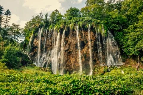 Plitvice waterfall in the summer Stock Photos