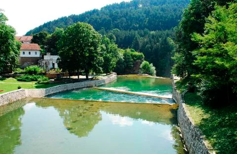 Pliva River in Jajce Stock Photos