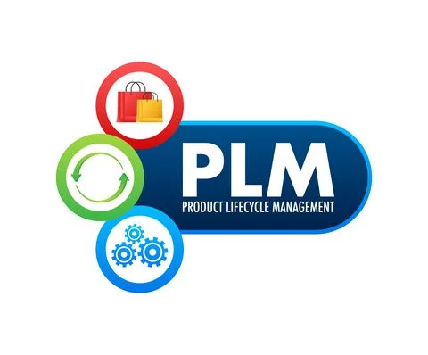 PLM - Product Lifecycle Management. Development strategy. Marketing materials Illustrazione stock